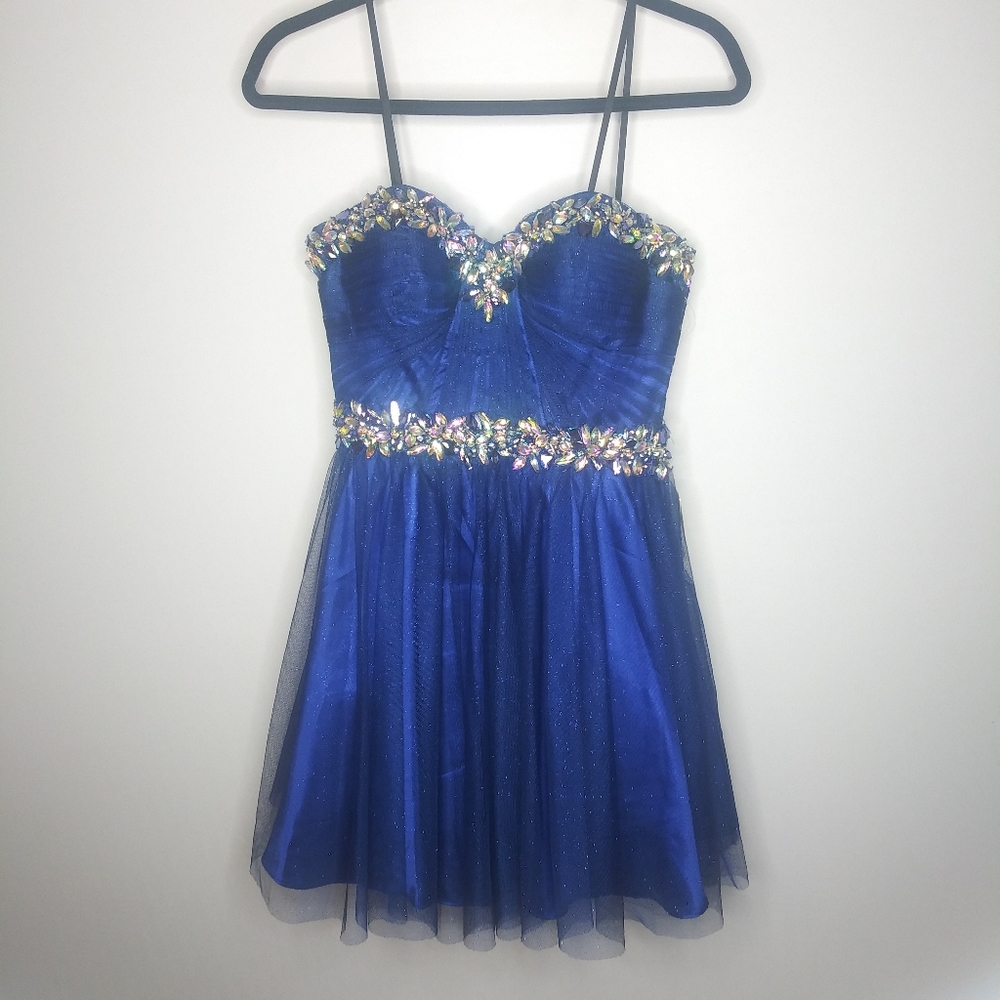 Bee Darlin Blue Short Prom Formal Dress 5/6